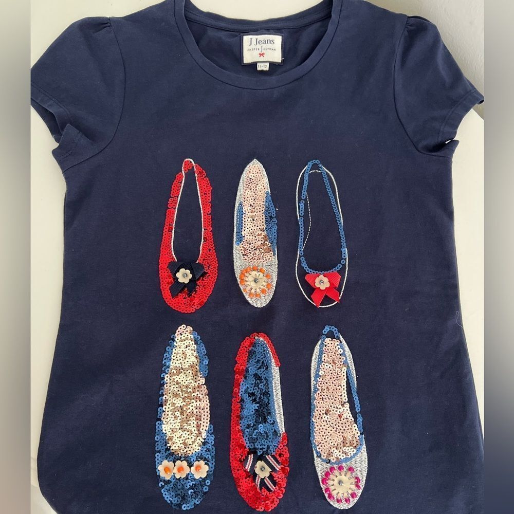 Jasper Conran Sequin Shoe Design T-Shirt size 12